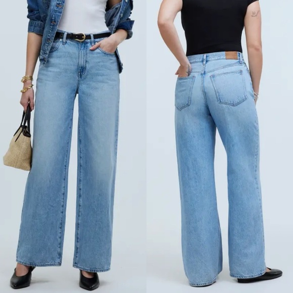 Madewell Superwide-Leg Jeans medium Wash Airy Denim size 27 no614 high rise wide